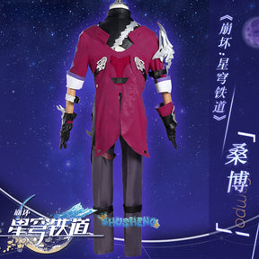 Sampo Koski Cosplay Costume Wig Honkai Star Rail Armor Earrings Red Coat Pants Gloves Hair Mercenary Underworld Astral Express