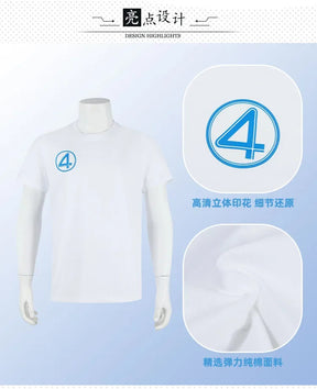 Fantastic Four Mr.Fantastic Invisible Woman Human Torch The Thing Cosplay Costume White Short Sleeve Uniform Halloween Carnival