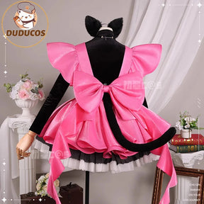 Shusheng-R Kinomoto Sakura Cosplay Costume Anime Card Captor Sakura DUDU-R Women Halloween Cute Black Pink Dress THE THUNDER Ears Tail