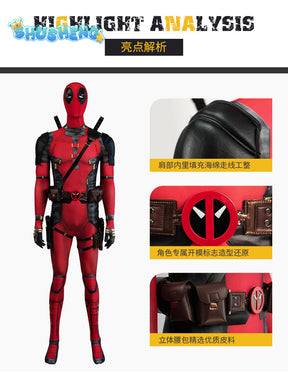 New Deadpooling 3 Cosplay Cosutme Wade Winston Wilson Jumpsuit Belt Cosplay Costume Movie Anti-hero Suit Halloween