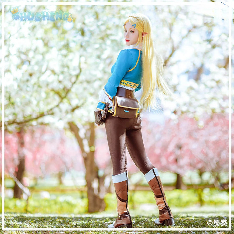 Game Princess Zelda Cosplay Costume Halloween Roleplay Masquerade Woman Accessories Wig Ears Complete Set