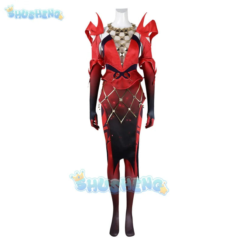 Game Rivals Scarlet Cosplay Witch Costume Emporium Matron Red Top Skirt Outfit Full Set Halloween Scarlet Fantasia Costumes