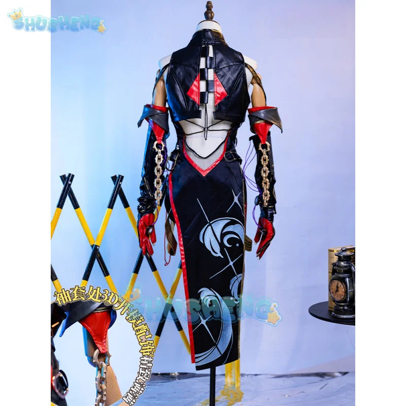 Wuthering Waves Yinlin Cosplay Costume Wig Dress Uniform Earrings Headwear Stickers Ears Jinzhou Huanglong Halloween Party Women