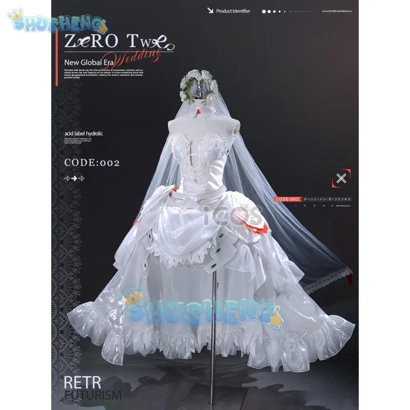 DARLING in the FRANXX Zero Two Cosplay Costume 02 Wedding Dress Uniform Halloween Carnival Party Christmas Play Role  Clothing