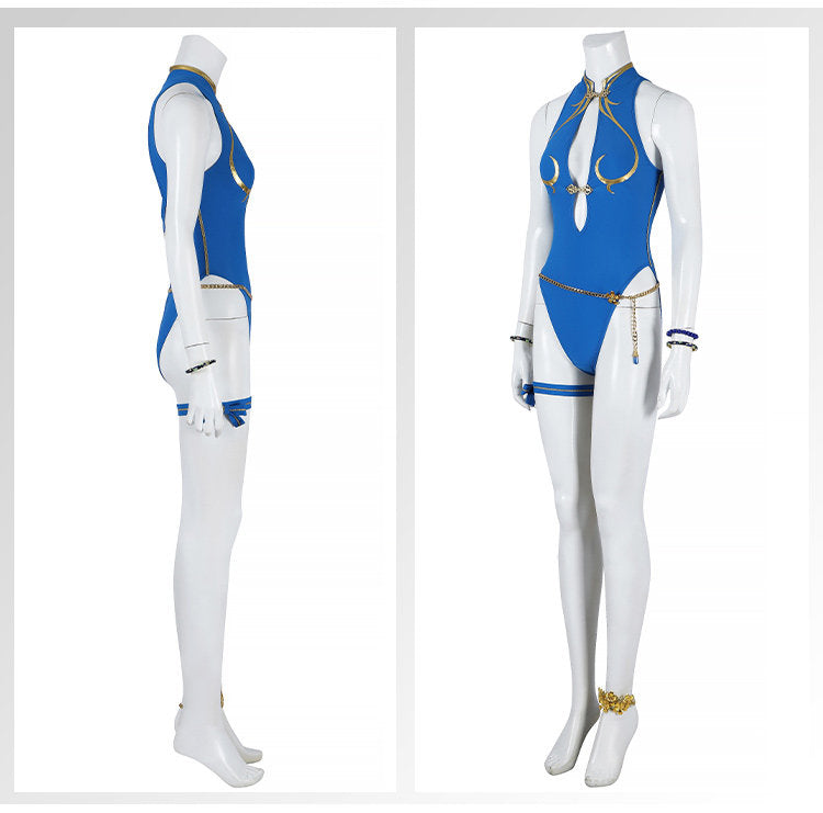 Shusheng-R Street Fighter 6 Chun-Li Cosplay Costume Sexy Swimsuit Props Accessories Women Halloween Carnival Party