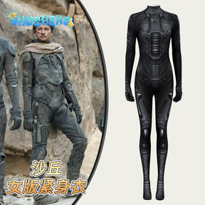 Chani Cosplay Costume 2024 Movie Dune 2 Disguise Cloak Full Set Women Outfits Jumpsuit Gloves Set Halloween Party Suits Female