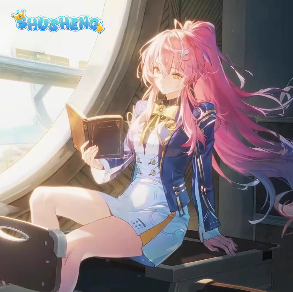 Game Cosplay Series:  Wuthering Waves- Amis Cosplay academic uniform Costume full set Shushengcos Pink haired woman