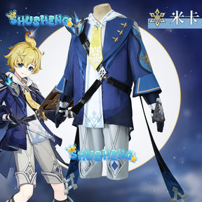 Genshin Impact Mika Game Cosplay Costumes Mika Schmidt Cosplay Uniforms Clothes Suits Blue Outfits Coats Jackets Halloween Party