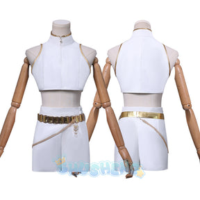 Cos Hunters Superstar Lumi Mira Zoe Cosplay Costume Anime KPop Demon Full Set Girl Group Suit Women Halloween Party Roleplay Mira White clothing cosplay