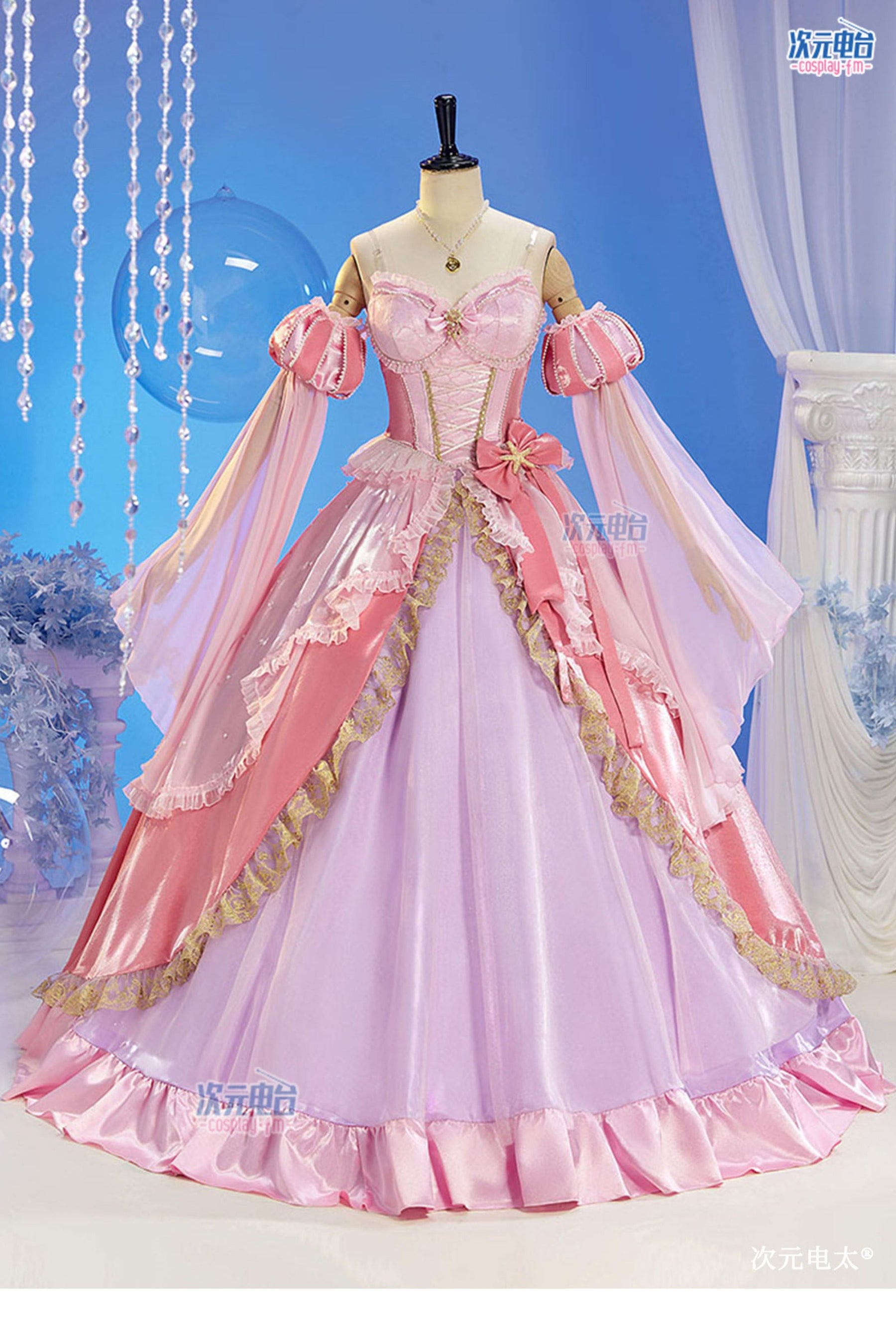 Shusheng-R Anime The Mermaid Princess Gorgeous Pink Lolita  Dress Cosplay Costume S-L