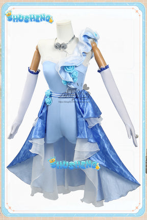 Bartender Cosplay Identity V Demi Bourbon Costume the Rose Wonderful blue one-piece Fashion Female Dress