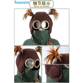 Shusheng-N Alone Cosplay Costume Game Nightmares III 3 Green Jumpsuit Hat Cap Head Cover Bag Helmets Glasses Halloween Party XS-XXXL