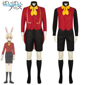 Anime Bye-Bye Earth Adenis Cosplay Costume Man Boys Bunny Ears Vest Short Socks Red Tuxedo Coat for Party Halloween Xmas Con