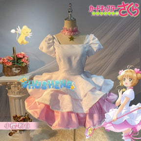 Anime Cardcaptor Sakura Cosplay Kinomoto Sakura Cosplay Costume Wig Pink Lolita Dress Halloween Fancy Cos Party Suit