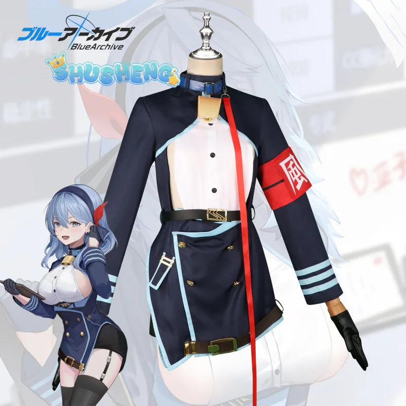 Anime Game Blue Archive Amau Ako Cosplay Costume Wig Blue Sailor Suit School Uniform Skirt Shoes Woman Sexy Carnival PArty Set