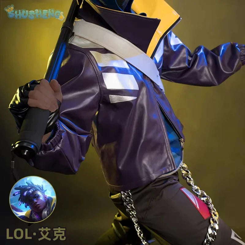 Anime Game LOL True Damage Ekko Fashion Uniform Cosplay Costume Halloween Carnival Party Outfit Casual Clothing Men