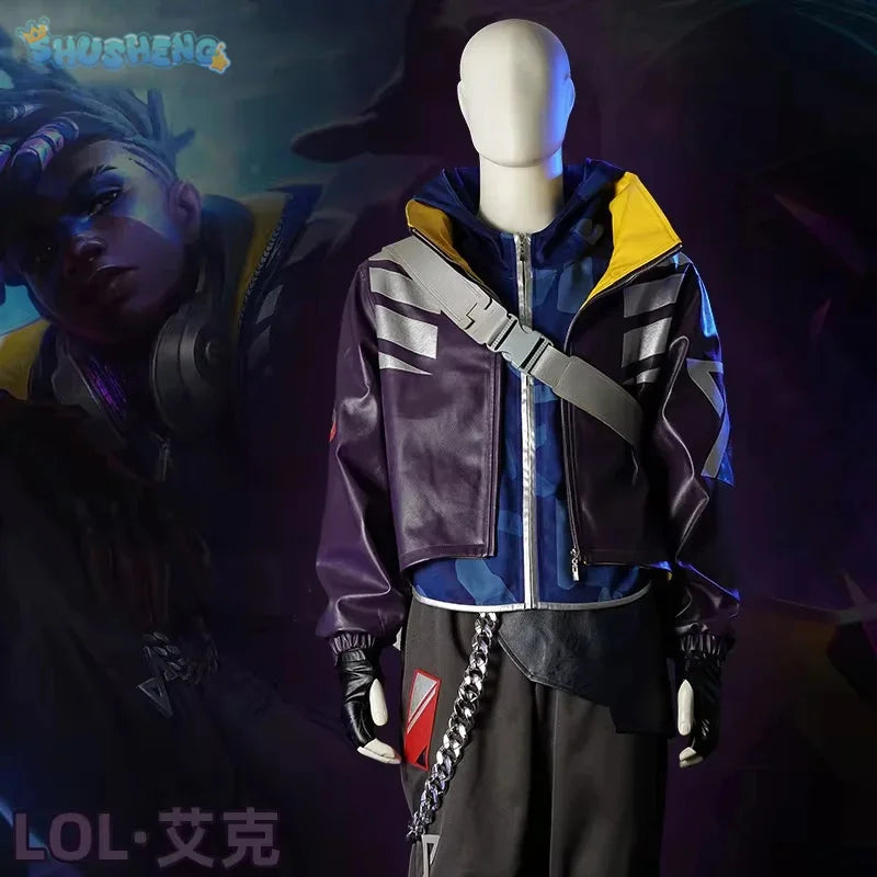 Anime Game LOL True Damage Ekko Fashion Uniform Cosplay Costume Halloween Carnival Party Outfit Casual Clothing Men