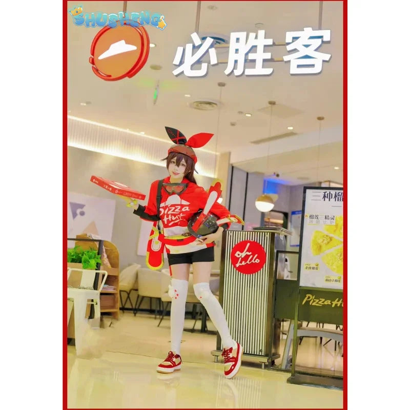 Anime Genshin Impact Amber  Linkage Waiter Game Suit Lovely Uniform Cosplay Costume Halloween Party Outfit  IN STOCK