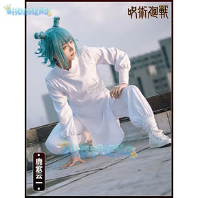 Anime Jujutsu Kaisen Kashimo Hajime Cosplay Costume White Uniforms Suit Wig Halloween Party Costume for Women Men