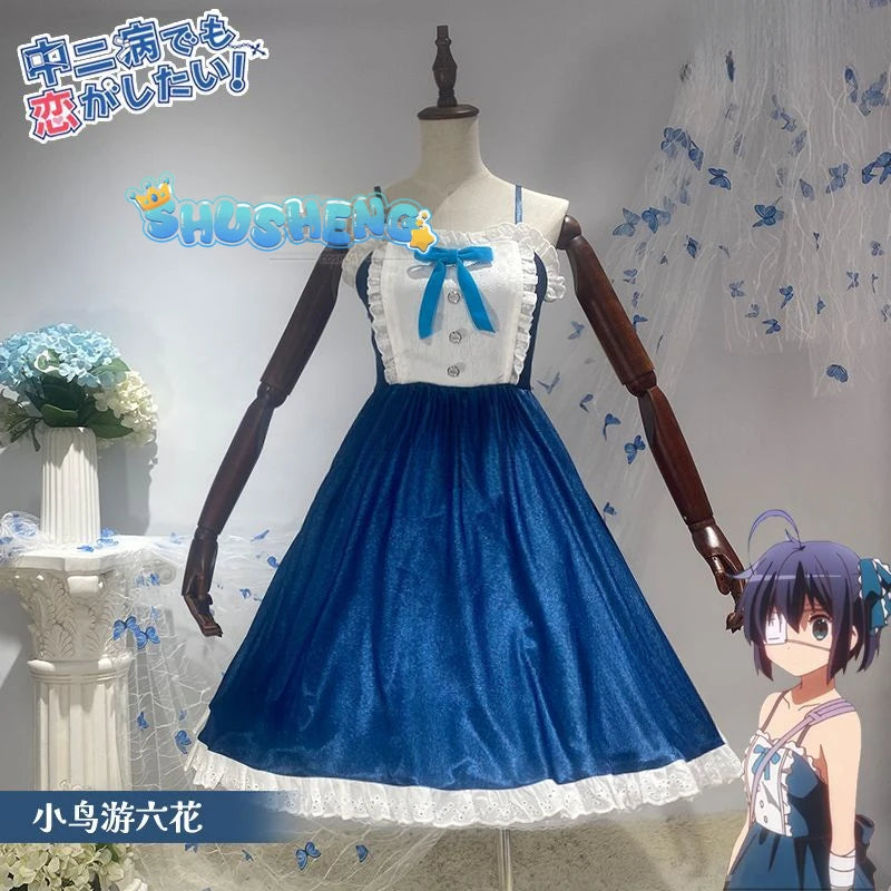 Anime Love Chunibyo & Other Delusion Takanashi Rikka Cosplay Costume Lolita Dress kawaii Halloween Costumes for Women