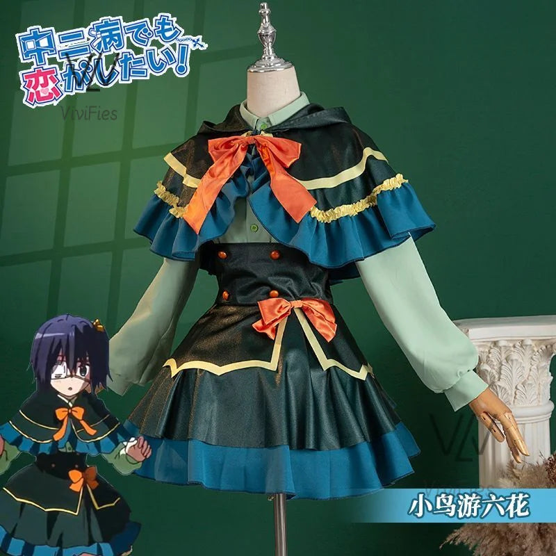 Anime Love Chunibyo other delusions Takanashi Rikka deomori Sanae cosplay costume wig adult woman skirts uniform suit Halloween