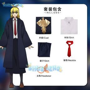 Anime Mashle Magic and Muscles Cosplay Costume Mash Lance Lemon Dot Finn Easton Magic Academy Uniform Blue Robe Shirt Tie