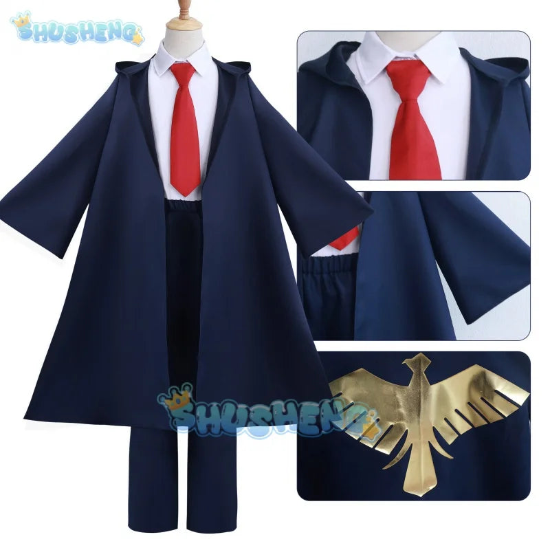 Anime Mashle Magie und Muskeln Cosplay Kostüm Mash Lance Lemon Dot Finn Easton Magic Academy Uniform Blaue Robe Hemd Krawatte 