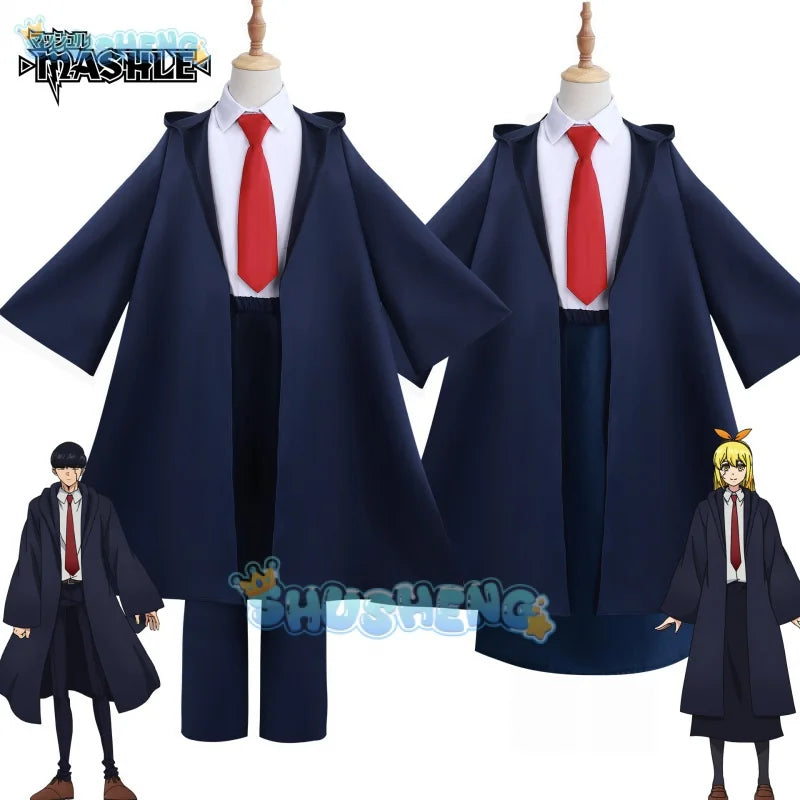 Anime Mashle Magie und Muskeln Cosplay Kostüm Mash Lance Lemon Dot Finn Easton Magic Academy Uniform Blaue Robe Hemd Krawatte 