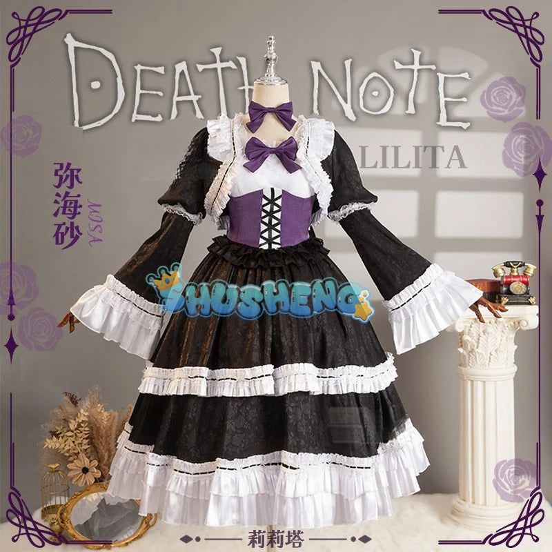 Anime Misamisa Cosplay Costume MisaMisa wig Dark Lolita Style Uniform Halloween Party Girl Dress Up Complete Set S-XXL