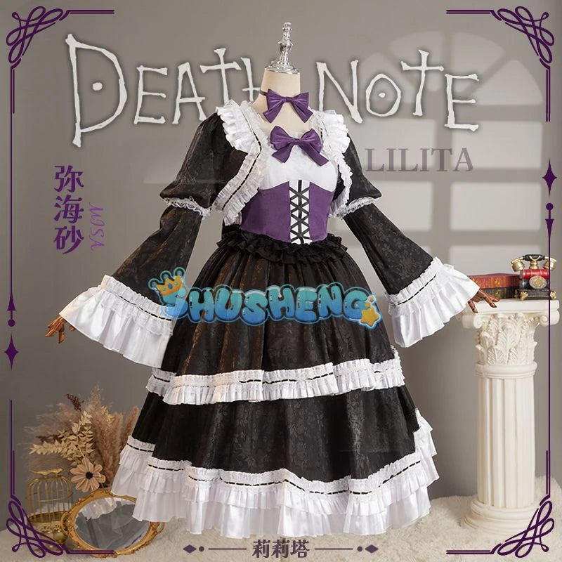 Anime Misamisa Cosplay Costume MisaMisa wig Dark Lolita Style Uniform Halloween Party Girl Dress Up Complete Set S-XXL