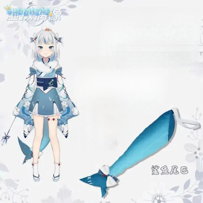 Anime Vtuber Hololive Gawr Gura New Year Kimono Game Suit Lovely Uniform Cosplay Costume Halloween Party Outfit Women