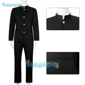 Anime dandadan Ken Takakura cosplay costume okarun school uniform black jacket gakuran outfit glasses Halloween party women men