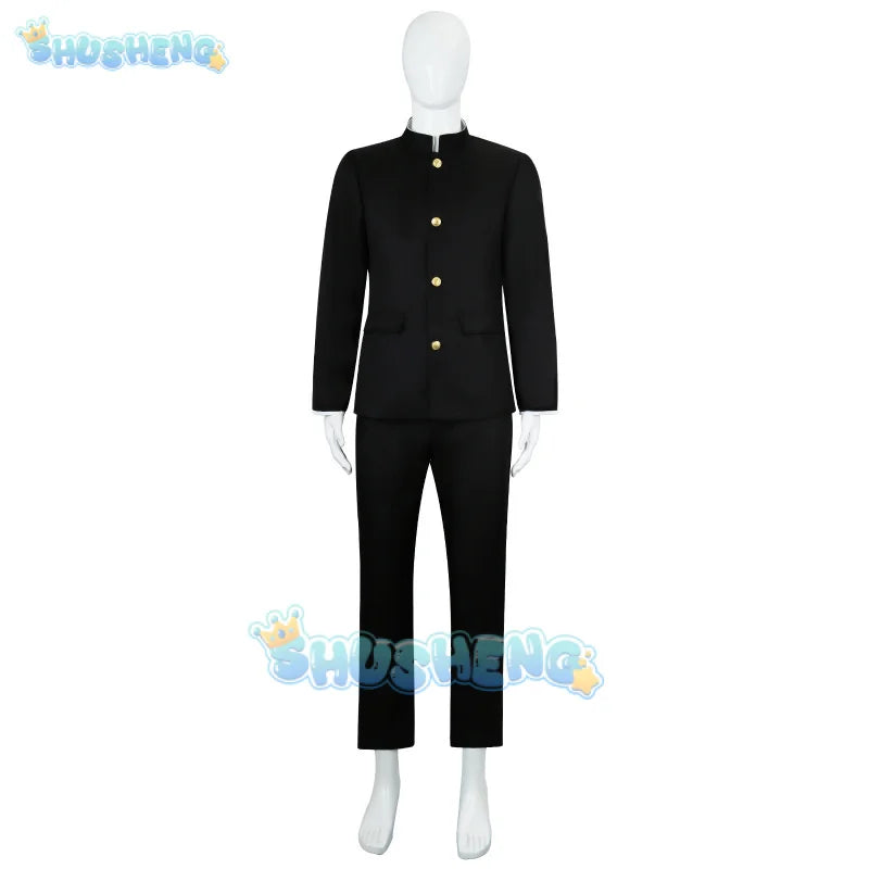 Anime dandadan Ken Takakura cosplay costume okarun school uniform black jacket gakuran outfit glasses Halloween party women men