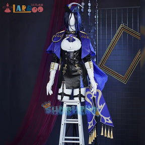 Clorinde Cosplay Costume Wig Hat Game Genshin Impact Fontaine Champion Duelist Furina's Bodyguard Earrings Cloak Dress