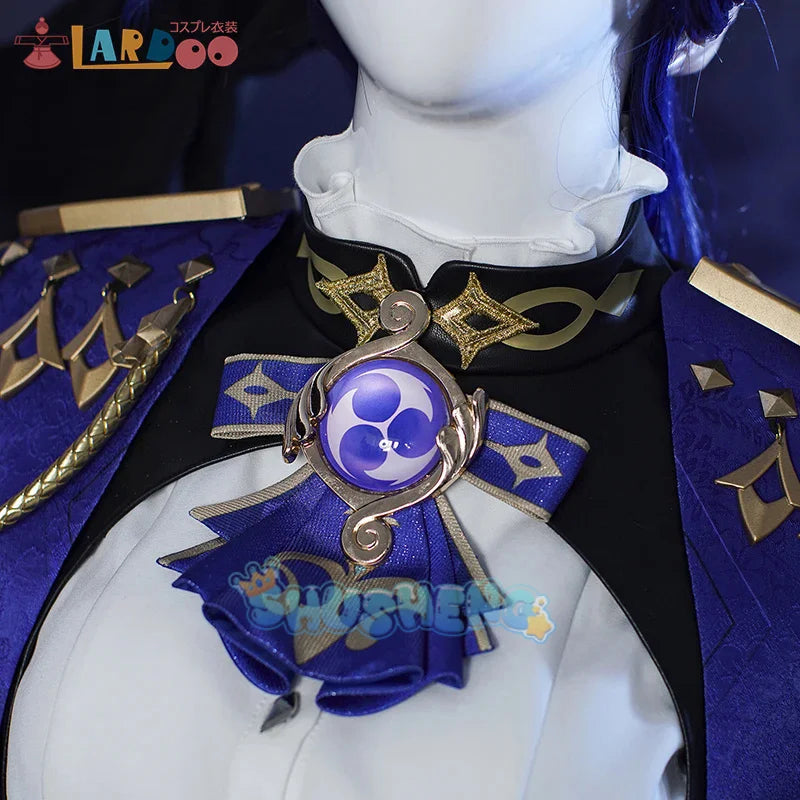 Clorinde Cosplay Kostüm Perücke Hut Spiel Genshin Impact Fontaine Champion Duelist Furinas Leibwächter Ohrringe Umhang Kleid 