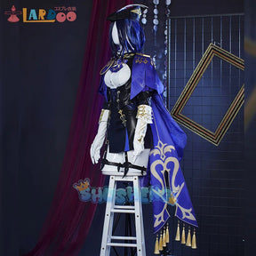 Clorinde Cosplay Kostüm Perücke Hut Spiel Genshin Impact Fontaine Champion Duelist Furinas Leibwächter Ohrringe Umhang Kleid 