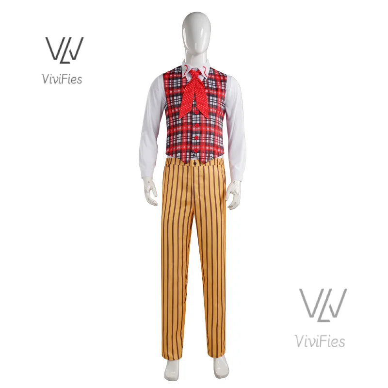 Doctor Colin Baker Cosplay Who Doctor   Long Coat Plaid Vest Pant Suit Costume Fancy Halloween Uniform Outfits S-XXXL