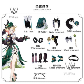 Emilie Cosplay Game Genshin impact Emilie Cosplay Costume Dress Hat Wig Fountaine Flavorist Anime Role Play Carnival Party Suits