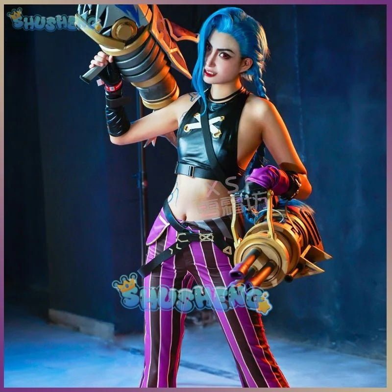 Spiel Anime LoL Arcane Jinx Cosplay Frauen Sexy Kostüme League Of Legends Jinx Uniform Halloween Karneval Anzug 