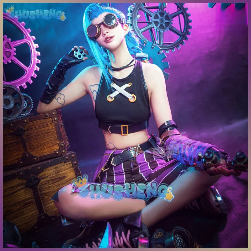 Spiel Anime LoL Arcane Jinx Cosplay Frauen Sexy Kostüme League Of Legends Jinx Uniform Halloween Karneval Anzug 