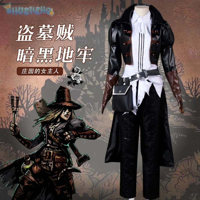 Game Darkest Cosplay Costume Dungeon Grave Robber Role Play Woman Man High Quality Clothes Halloween Party Comic-Con Hat Set