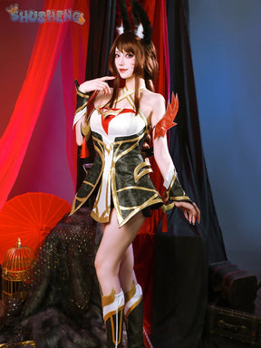 Game LOL Ahri Battle Suit Gorgeous Lovely Uniform Cosplay Costume Halloween Carnival Party Role Play Outfit Women S-XXL