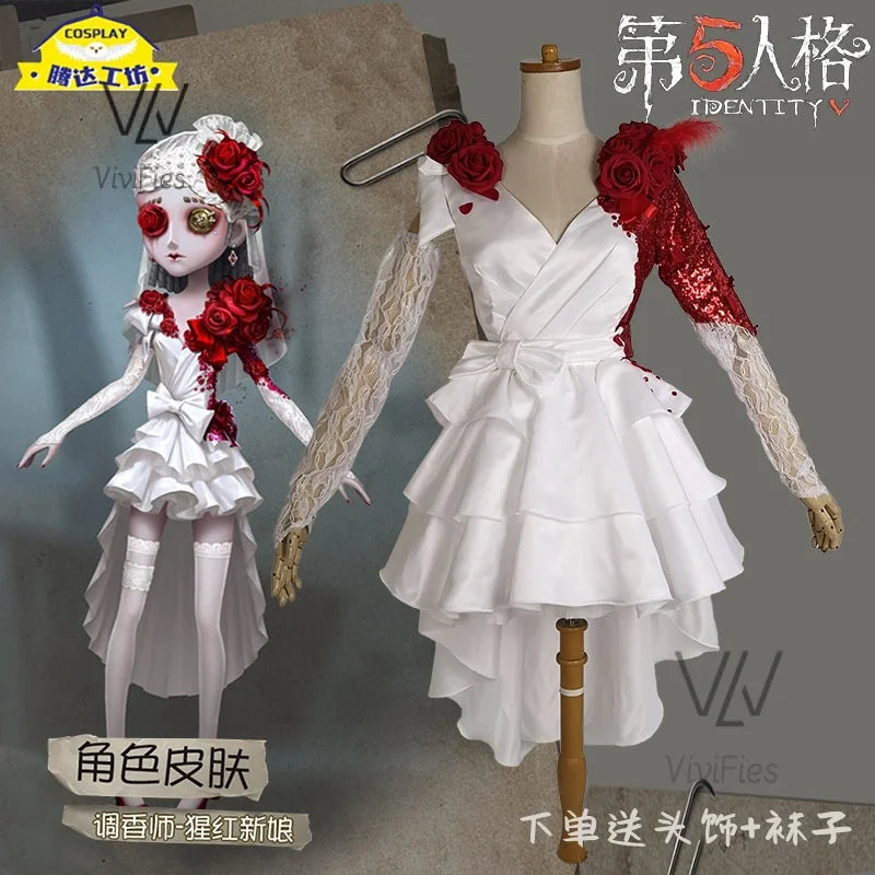 Game identity Ⅴ ipair cosplay sexy red rose wedding dress Party Halloween dress up large female size