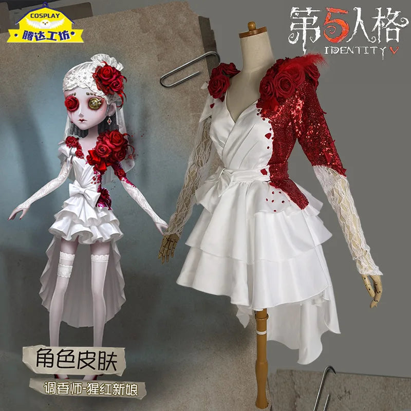 Game identity Ⅴ ipair cosplay sexy red rose wedding dress Party Halloween dress up large female size