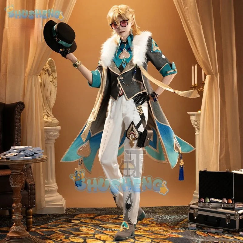 Games Honkai Star Rail Aventurine Cosplay Costume Wig Shoes Uniform Role Play Halloween Carnival Christmas Party