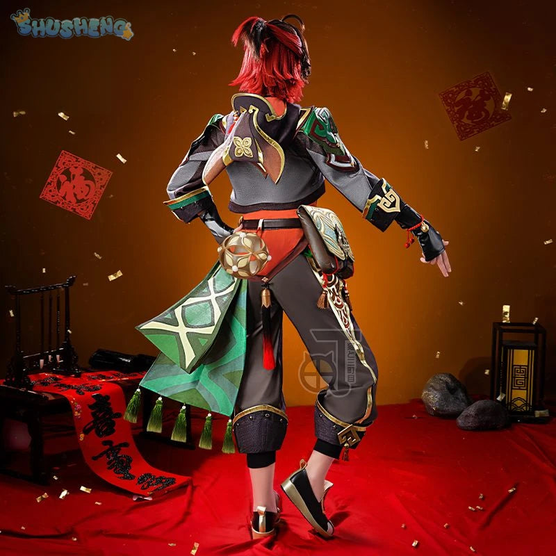 Gaming Cosplay Genshin Impact Costume Coat Waist Decoration Gloves Handsome Uniform Cos Halloween Party Carnival Party Costume