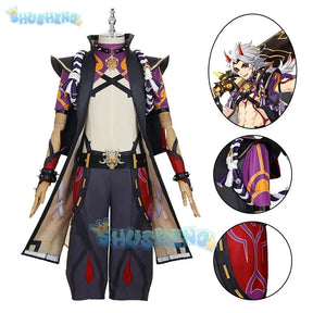 Genshin Impact Arataki Itto Cosplay Costume Devil Horns Anime Game Outfit Custom Carnival