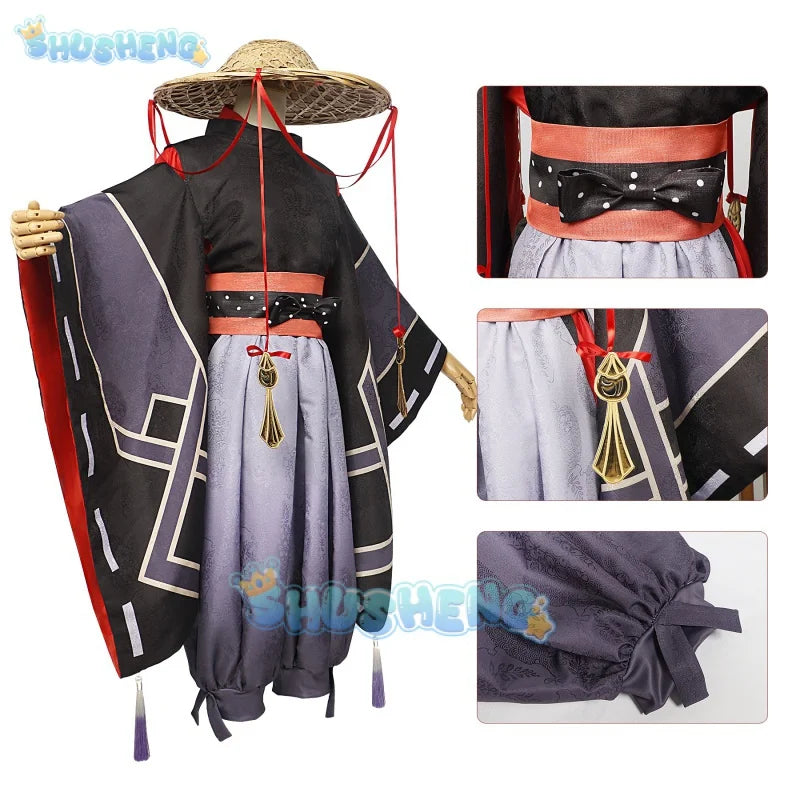 Genshin Impact Black Balladeer Cosplay-Kostüm, Anime-Spiel, Herren, Cos Wanderer Kunikuzushi Scaramouche, komplettes Set 