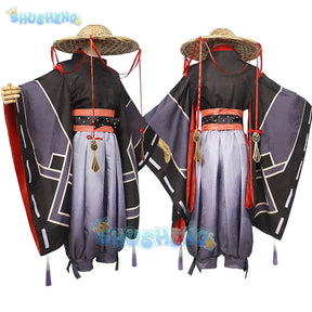 Genshin Impact Black Balladeer Cosplay Costume Anime Game Men Cos Wanderer Kunikuzushi Scaramouche Full Set