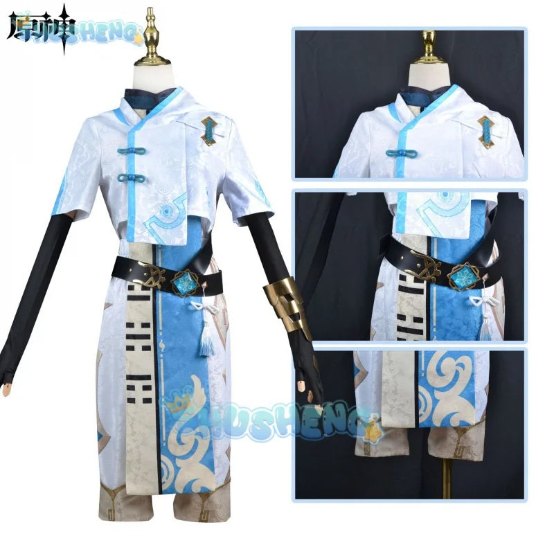 Genshin Impact Chongyun Uniform Outfit Cosplay Kostüm Chun Yun Halloween Party Kostüm für Männer Frauen 